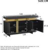 Sideboard Esszimmerschrank, 3 Türen, verstellbare Trennwände, breite grifflose Schließfächer, geeignet für Küche, Wohnzimmer, Esszimmer, Flur, Holz, schwarz gold, 140 x 38 x 70 cm Bild 5