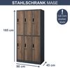 Umkleideschrank Spind IGOR - 6 Abteile, Etikettenhalter Lüftungsschlitze | Umkleidespind Schließfachschrank Garderobenspind, 185x90x45cm Anthrazit-Nussbaum Bild 2
