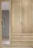 Stella Trading VESALA Kleiderschrank mit Spiegeltür in Mauvella Eiche Optik - Vielseitiger Drehtürenschrank 3-türig für Ihr Schlafzimmer - 135 x 195 x 56 cm (B/H/T) Bild 2