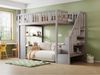 Bett 90x200 cm Hochbett mit Stauraumtreppe und Sicherheitsgeländer – Massivholz, platzsparend Bild 3