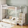 Hochbett aus Metall mit Leiter, Kleiderschrank & Lattenrost, 90x200 cm, Weiß, ohne Matratze Bild 3