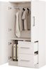 Kleiderschrank, Doppeltür-Design, Schubladen, Staufächer, Kinderkleiderschrank, Einzelkleiderschrank, Weiß, 70 × 40 × 135 cm Bild 5