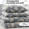 ZIRVEHOME Bettwäsche Baumwolle Bettbezug Graublau Beige Elegantes Blattmuster, Arina P1, Renforce, 2 teilig, 135x200 Baumwolle Bettbezug Graublau, Beige Blattmuster Bild 3