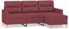 vidaXL 3-Sitzer-Sofa mit Hocker Hellgelb 180 cm, Weinrot Bild 2