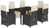 vidaXL 7-tlg. Garten-Essgruppe mit Kissen Schwarz Poly Rattan 3212453 Bild 2
