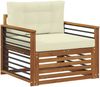 vidaXL Outdoor-Sofa Massives Akazienholz und Polyester Natur und Creme 3436405 Bild 2