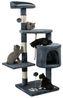 lionto Kratzbaum für Katzen mit 2 Plüschbällen & Spielseil, Höhe 112 cm, Katzenbaum mit Sisalseil & Plüsch, gemütliche Liegefläche & Höhle, inkl. Wandhalterung, für kleine & große Katzen, grau Bild 4
