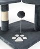 lionto Kratzbaum für Katzen mit 2 Plüschbällen & Spielseil, Höhe 112 cm, Katzenbaum mit Sisalseil & Plüsch, gemütliche Liegefläche & Höhle, inkl. Wandhalterung, für kleine & große Katzen, grau Bild 2