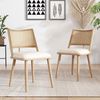 Merax PU-Sitz, Rattan-Rückenlehne, 2er-Set, Wohnzimmer, Schlafzimmerstuhl, Beige Bild 2