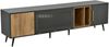 TV-Schrank Grau/Holz, 200x40x55,5 cm, für TV ab 90 Zoll mit herunterklappbarer Glastür Bild 4