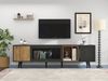 TV-Schrank Grau/Holz, 200x40x55,5 cm, für TV ab 90 Zoll mit herunterklappbarer Glastür Bild 3