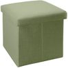 INTIRILIFE Faltbarer Sitzhocker 38 x 38 x 38 cm in FRÜHLINGS GRÜN - Sitzwürfel mit Stauraum und Deckel aus Stoff in Leinen Optik - Sitzcube Fußablage Aufbewahrungsbox Truhe Sitzbank Bild 2