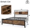 Merax Metallbett Jugendbetten Doppelbett 140 x 200 cm mit Stauraum-Kopfteil, Metall Bettgestell, Retro Bild 4