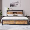 Merax Metallbett Jugendbetten Doppelbett 140 x 200 cm mit Stauraum-Kopfteil, Metall Bettgestell, Retro Bild 2
