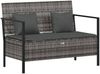 vidaXL Gartenbank 2-Sitzer mit Kissen Grau Poly Rattan 364111 Bild 2