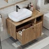 Roomart LOTUS-I-95 Badmöbel Set– 2-teiliges Badezimmermöbel Set - Waschbecken mit Unterschrank - H 45 x B 45 x T 95 cm • Eiche Bild 2