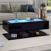 LED-Couchtisch 100x50x35 cm in Schwarz, moderner Sofatisch mit gehärteter Glasplatte, Hochglanzoberfläche, 2 Schubladen Bild 2