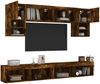 vidaXL 6-tlg. Wohnwand mit LED-Beleuchtung Räuchereiche Holzwerkstoff 3216708 Bild 5
