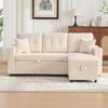 Cord-Sofa mit Ausziehfunktion,LED-Beleuchtung, USB-Type-C,Stauraum & Getränkehaltern Komfort Couch für Wohnzimmer & Gästezimmer,Beige Bild 4