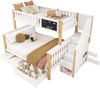 Kinderbett 90×200/140×200 cm aus Massivholz mit integrierter Tafel, weiß Bild 4