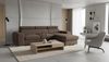 Wohnero24 - Höchste Qualität - Modernes Ecksofa PAVONE 1 - 260 x 183 cm – Chenille Stoff – Schlaffunktion 198 x 125 cm & Bettkasten - Dunkelbraun Bild 2