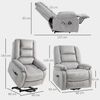 HOMCOM Relaxsessel Fernsehsessel mit Aufstehhilfe (Massagesessel mit Liegefunktion, Wärme- und Massagefunktion, 1-St, TV Sessel mit Taschenfederkernsystem), Fernbedienung, Seitentasche, Hellgrau Bild 3