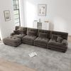 Ecksofa aus Chenille 406x145x81 cm mit beweglichem Ottomane, braun Bild 3