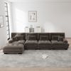 Ecksofa aus Chenille 406x145x81 cm mit beweglichem Ottomane, braun Bild 2