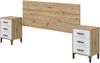 Bettrückwand >ENZO< Kopfteil, 2 Nachtkommoden, Eiche Dekor / Weiß - 160x60x2,5 (BxHxT) Bild 2