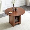 Runder Esstisch H 76 x T 100 x B 100 cm, MDF in Walnuss-Optik, mit offenen Stauraumfächern Bild 3