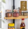 Teleskop-Eckregal aus Bambus, Teleskopgewürzregal, 2 Regale mit Schutzgitter, schwarz Bild 4