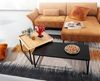 Couchtisch 2er Set Holz / Metall Sofatisch Eckig Eiche Schwarz Modern, Beistelltisch 2-teilig, Design Wohnzimmertische, Holztisch Satztische Bild 5