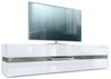 Vladon Lowboard Flow, TV-Kommode mit Ambient Light Verglasung mit 2 Türen, 1 Schublade und 1 Klappe, Weiß Hochglanz/Weiß Hochglanz (177 x 45 x 39 cm) Bild 4