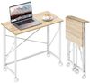 HOMCOM Schreibtisch mit Rollen (Klapptisch, 1-St, Klappschreibtisch), Computertisch für Home Office, Weiß Bild 4