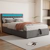 Merax 140*200 cm Doppelbett, Polsterbett, mit Umgebungslicht, USB- und Typ-C-Steckdose, 24-Tasten-Fernbedienung, Bett kann angehoben und abgesenkt werden, Grau Bild 2