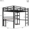 Hochbett mit Schreibtisch, Mehrfachsteckdose, Regal und Rausfallschutz, Metallbett, Jugendbett (schwarz, 140x200 cm) Bild 4