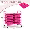 Rollwagen mit 12 Stapelbaren Schubladen & Ablagefläche Schubladenwagen Rollcontainer Badrollwagen Dunkelrosa Bild 2