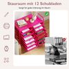 Rollwagen mit 12 Stapelbaren Schubladen & Ablagefläche Schubladenwagen Rollcontainer Badrollwagen Dunkelrosa Bild 3