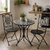 HTI-Living Garten-Essgruppe Sitzgruppe Metall Bistro Set Motiv Schiefer für Balkon und Terrasse, (Set, 3-tlg, 1 Tisch 2 Stühle), Sitzgruppe Essgruppe Balkonset Bild 4