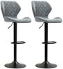 HOMCOM Barhocker 2er-Set, Drehbar Höhenverstellbar Barstuhl mit Chenille-Optik, Gepolstert Küchenstühle mit Rückenlehne und Fußstütze Tresenhocker für Küche, Stahl Dunkelgrau Bild 2