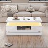 Merax Couchtisch hochglanz Sofatisch höhenverstellbar Beistelltisch mit LED & USB (1-St, 1 Tisch), Wohnzimmertisch mit Stauraum und 2 Schubladen, 100x50x40cm Bild 2