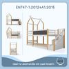 Merax Etagenbett, mit Tafeln und Treppen, Kinderbett 90x200cm, Hausbett Hochbett Kiefer Bild 3