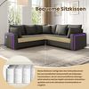 Merax Ecksofa mit LED-Beleuchtung und USB- & USB-C-Ladeanschluss, 198×198×83cm 1 Teile, L-förmiges Sofa Ecksofa, 5-Sitzer Couch mit Kissen, Cordstoff Bild 4