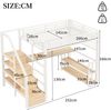 Merax Hochbett, 140 x 200 cm, Kinderbett mit Lagerregal, Hängendes Gitter, LED-Lichtleiste, Schreibtisch, Treppenkonstruktionen mit Stauraum,mit 2 USB-Anschlüssen und 1 Typ-C-Buchse, Weiß Bild 4