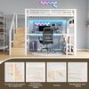 Merax Hochbett, 140 x 200 cm, Kinderbett mit Lagerregal, Hängendes Gitter, LED-Lichtleiste, Schreibtisch, Treppenkonstruktionen mit Stauraum,mit 2 USB-Anschlüssen und 1 Typ-C-Buchse, Weiß Bild 3