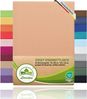 leevitex® Spannbettlaken, Premium 170g/m², Gummizug: rundum, schwer und dick, 100% Jersey-Baumwolle, Leinen / Aprikot, 90 x 200 - 100 x 220 cm Bild 4