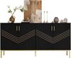 Modernes Sideboard mit 4 Türen – Stilvolles Design in Schwarz & Gold, MDF-Korpus mit Metallbeinen, große Kapazität, höhenverstellbare Regale – für Wohnzimmer, Esszimmer & Flur Bild 4