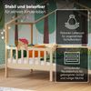 Bellabino 'Bia' Hausbett 90x200 cm mit Matratze, natur, Kiefer Massivholz, Montessori Kinderbett mit Rausfallschutz und Lattenrost Bild 4