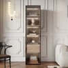 Flieks Badkommode Vitrine mit LED-Beleuchtung und 5 Fächern (1 St, B40/T34,5/H165 cm), Hochschrank mit Glastüren, Schubladen und verstellbaren Einlegeböden Bild 1