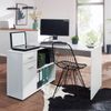 Design Eckschreibtisch mit Regal Weiß 120 x 75,5 x 106,5 cm, Moderner Büro-Schreibtisch, Computer-Tisch Arbeitszimmer, Winkelschreibtisch Home Office Bild 2